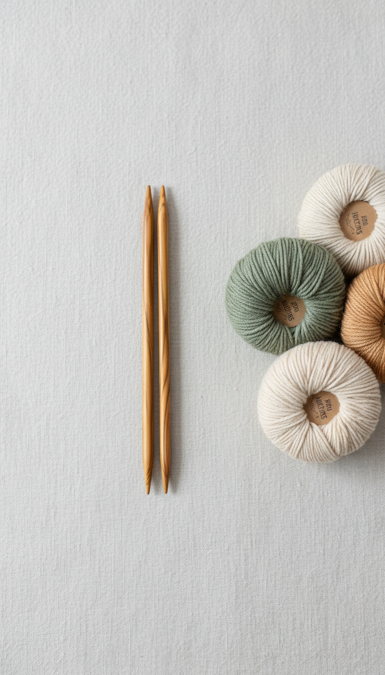 Artisan olive wood knitting needles